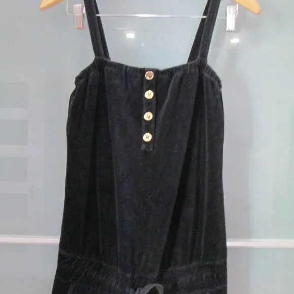 *SOLD* Juicy Couture S Black Vintage Y2K Velvet Luxury Romper/Playsuit - Picture 3 of 9